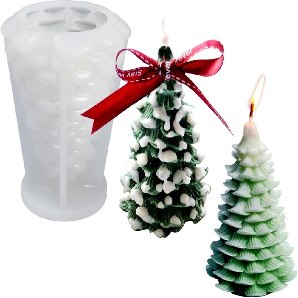 Christmas Tree Candle Mold, 3D Christmas Pine Tree Silicone Mold for Epoxy Resin